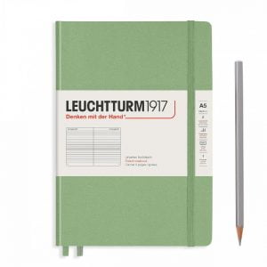 Ruled Lined Leuchtturm1917 249 pg – A5 Notebook – Sage Hardcover