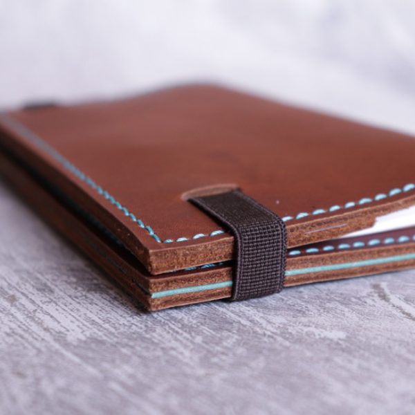 Pocket Wallet and Notebook EDC - brown teal - profile