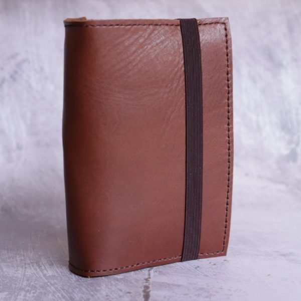 linen and parchment chunky leather journal A6 - front