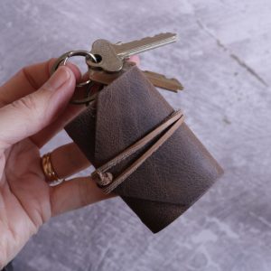 Antique Brown Mini Leather Journal Keyring