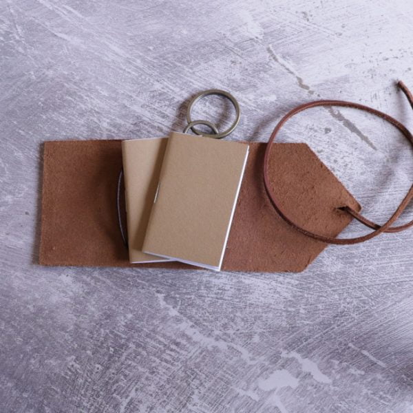mini journal keyring - brown with notebooks