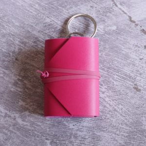 Fuchsia Pink Mini Leather Journal Keyring