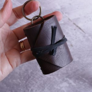 Mocha Brown Mini Leather Journal Keyring