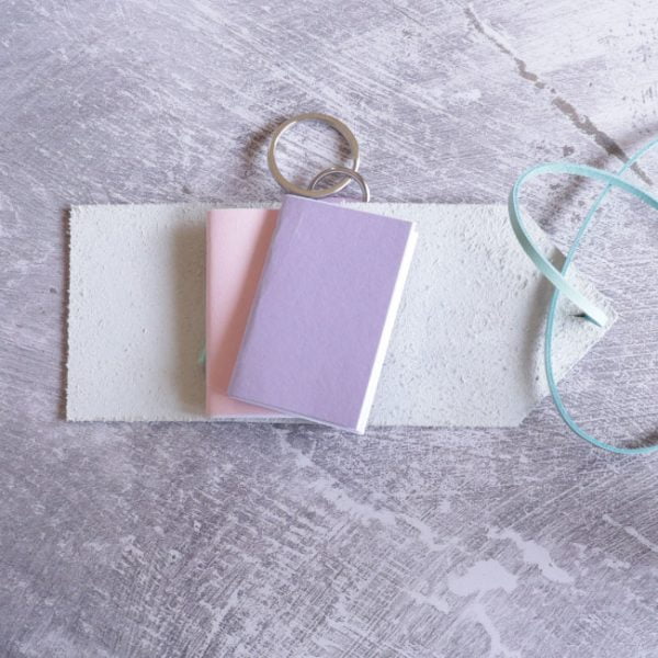 mini journal keyring - pastel blue colour with notebooks