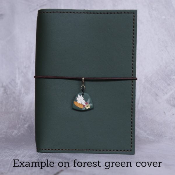nature journal charm - green - example on forest