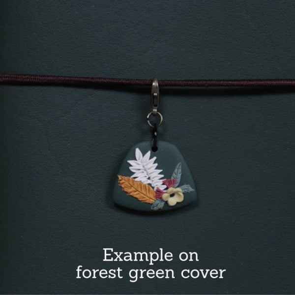 nature journal charm - green - example on forest close