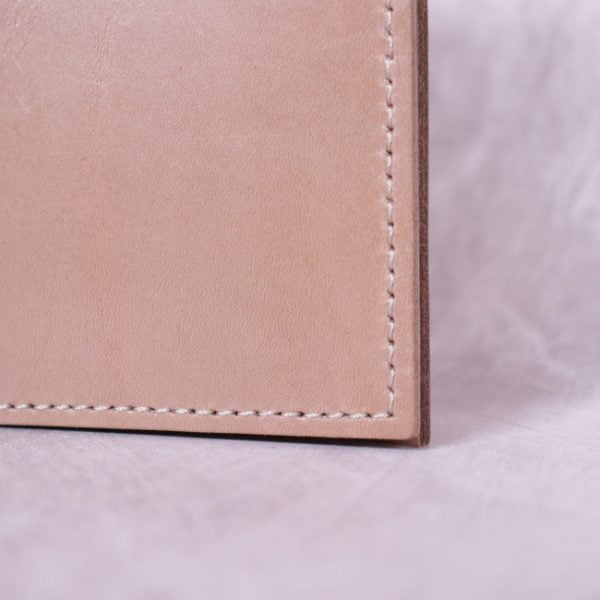 veg tan leather buff nude A5 journal with tie - hand stitching detail