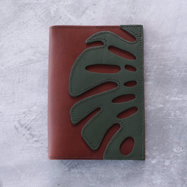 monstera botanical leather journal cover - inside suits TN