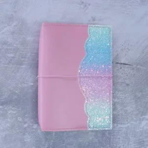 SALE – A5 Pastel Pink Leather & Glitter Cover WAS $176