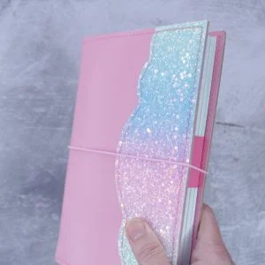 SALE – A5 Pastel Pink Leather & Glitter Cover WAS $176