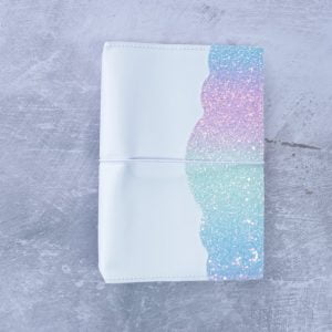 SALE – A5 White Leather & Glitter Cover WAS $176