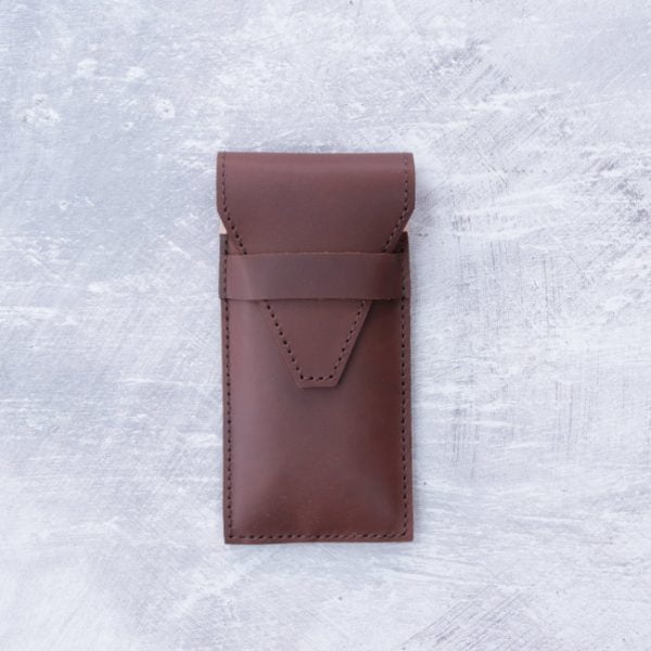 double pen case brown natural leather