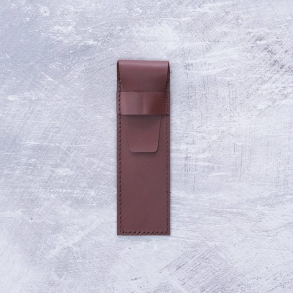 single pen case sleeve brown leather