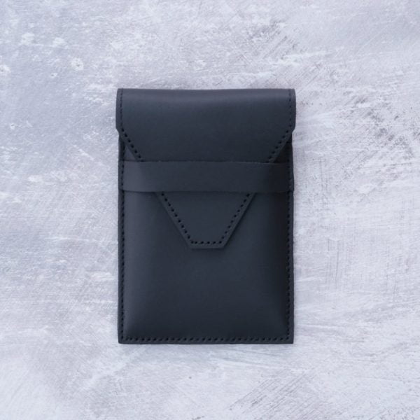 triple pen case black leather