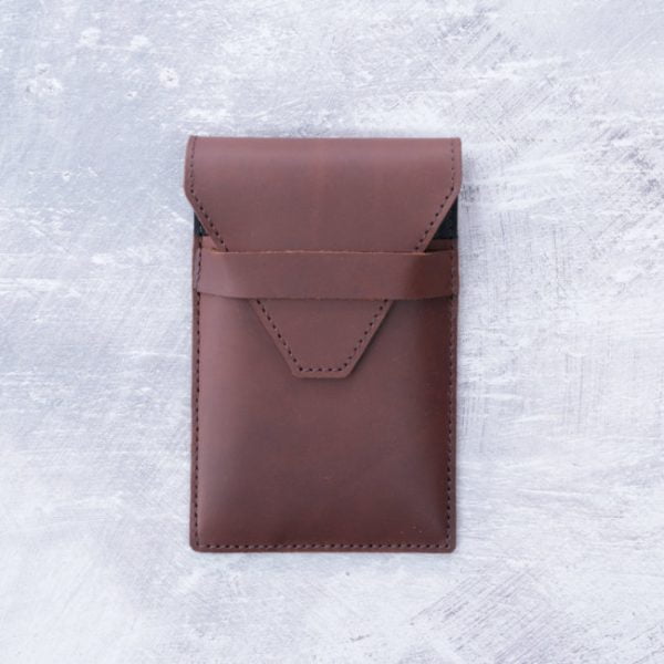 triple pen case brown black leather