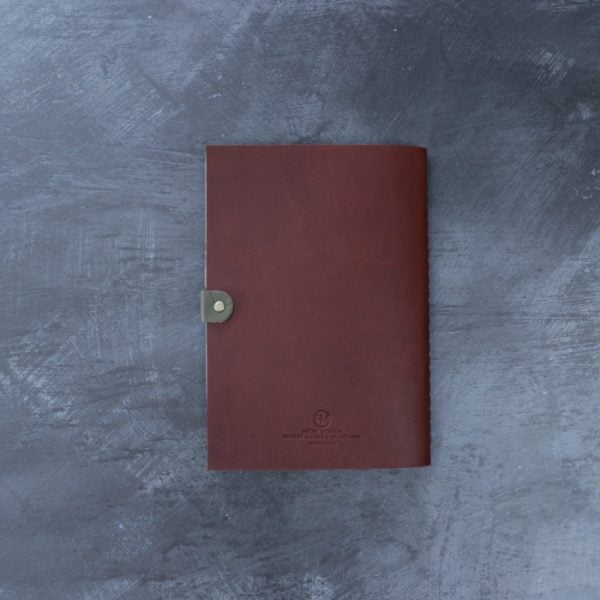A5 leather notebook sketchbook back