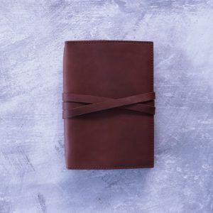 A5 Leather Notebook Cover in Cognac Brown – Choose closure type