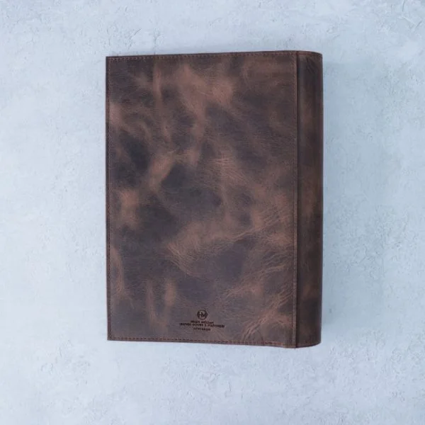 Antique brown - A4 leather folio - back