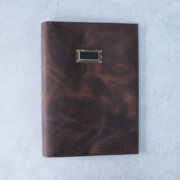 Antique brown - A4 leather folio - front