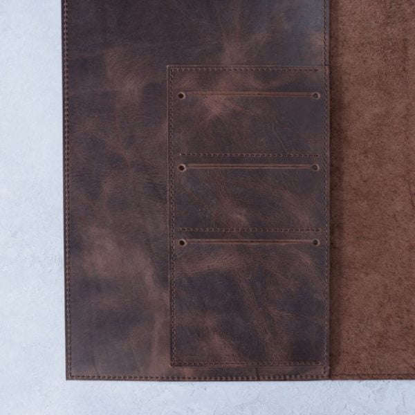 Antique brown - A4 leather folio - inside pockets