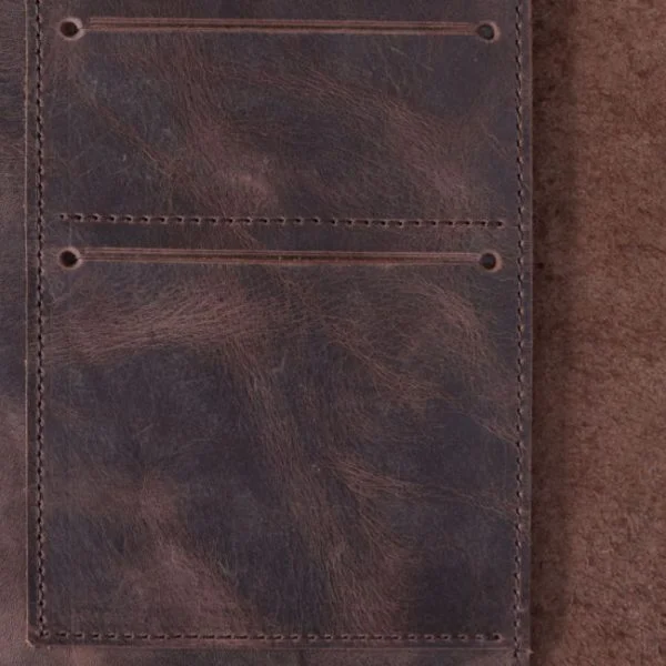 Antique brown - leather journal - pockets