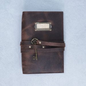 A5 Antique Brown Leather Journal Cover – Tie & Key