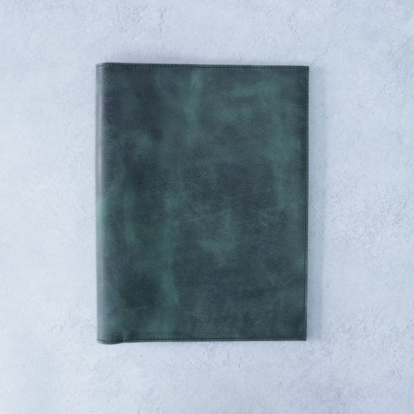 Antique teal - A4 leather folio - front