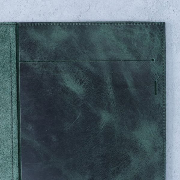 Antique teal - A4 leather folio - notepad top load