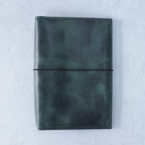 A5 Antique Teal Leather Folio – Choose closure type